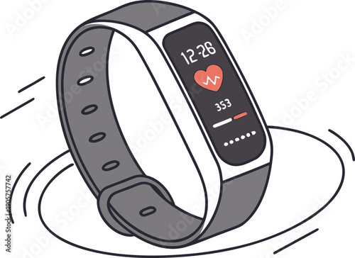 Fitness Tracker Wristband Icon – Minimal Outline Smart Band with Digital Screen for Health Monitoring