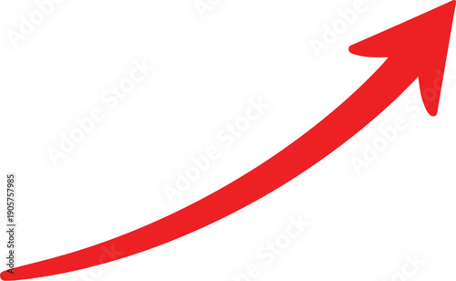 Vibrant red arrow pointing dynamically upwards and to the right, illustrating significant growth, progress, and forward momentum on a clean white background.