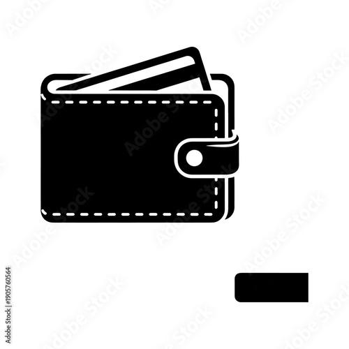 A black wallet with cards partially visible depicted as a stark silhouette