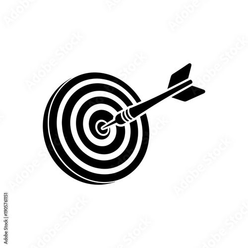A black dart hitting the bullseye of a target a striking visual silhouette