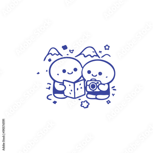 Cartoon Characters Enjoying Travel and Photography