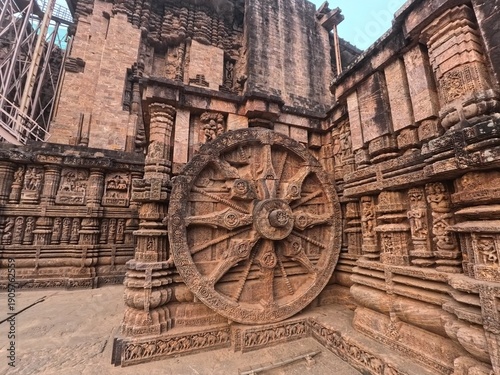 Ancient Indian architecture at Konark Sun Temple. This historic temple was built in 13th century and is a world heritage site.