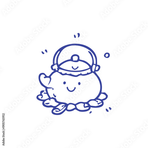 Happy Cartoon Teapot Illustration