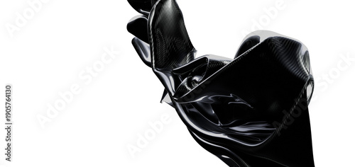 Canvas Print An artistic image showing elegant, flowing, dark fabric against a pristine white background