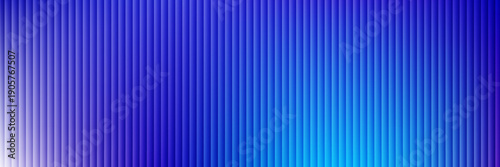 Ribbed glass effect background. Reeded transparent plastic wall. Blue iridescent gradient pattern. Abstract corrugated glass texture, neon light. Pearlescent holographic backdrop. Deep purple glow bg