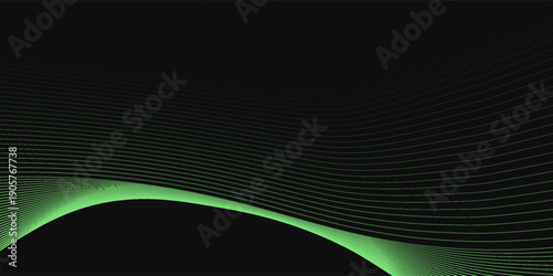 Lime Green Wavy Lines on Dark Backdrop: A Serene and Dynamic Abstract Art Piece Showcasing Flowing Energy and Geometric Precision for Design and Technology Projects
