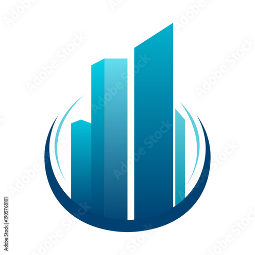 A modern and minimalist architecture logo design featuring abstract skyscraper elements. Perfect for real estate companies, construction firms, property developers