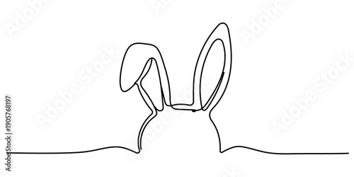 Easter Bunny continuous one line drawing. Minimalist hand drawn Illustration. Vector illustration Editable stroke