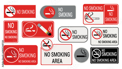 Collection of no-smoking signs and symbols