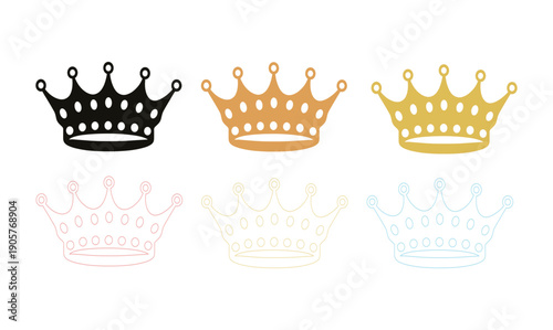Colorful Crowns in Black, Gold, Pink, White, and Blue