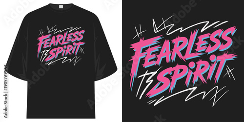 fearless spirit neon pink blue street graphic t shirt design vector illustration artwork
