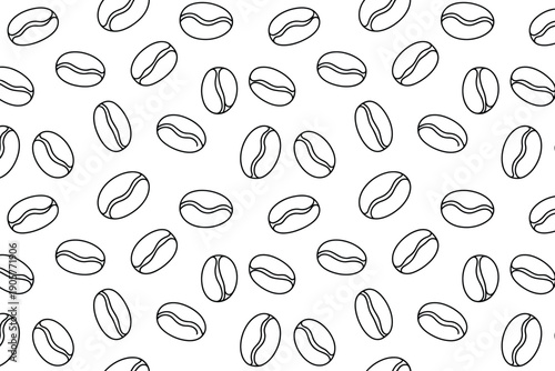 Coffee beans illustration with simple line art on white background