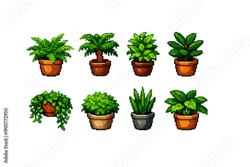 Plant and Nature Icon Set. Featuring greenery, pots, leaves, flowers, foliage, shrubs, herbs, and more.