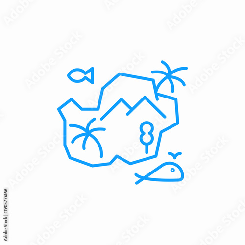 tropical island scene icon sign vector