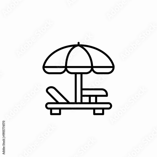 beach chair umbrella icon sign vector