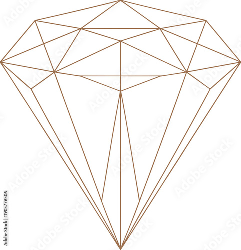 Geometric diamond line drawing, faceted gemstone illustration, abstract polygon design, symmetrical jewel artwork, modern graphic concept, precious stone outline, artistic crystal