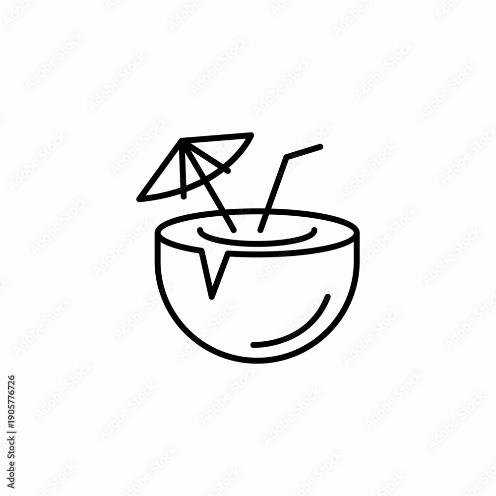 Fototapeta premium coconut cocktail umbrella icon sign vector