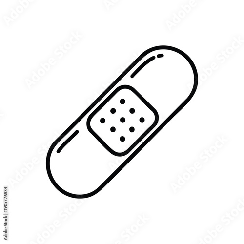 Black and white bandage icon simple medical plaster vector illustration