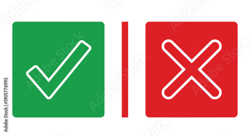 Contrast between green check mark for approval and a red X mark indicating a definite refusal