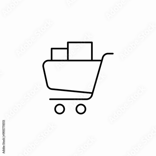physical shopping cart goods icon sign vector