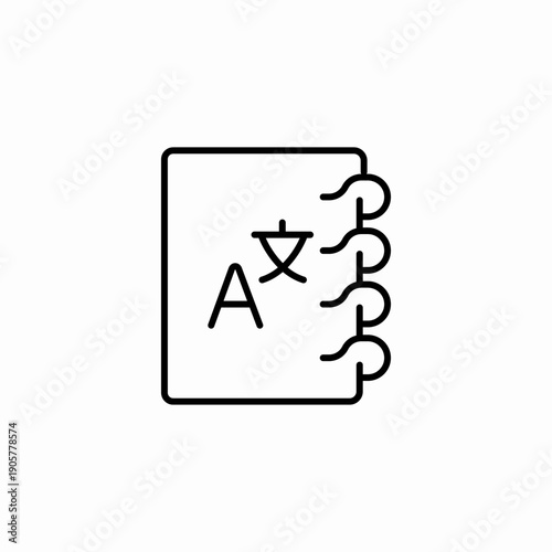 dictionary language notebook icon sign vector