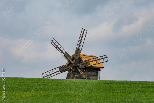 Old Wooden Windmill at Pyrohiv Open-Air Museum, Ukraine