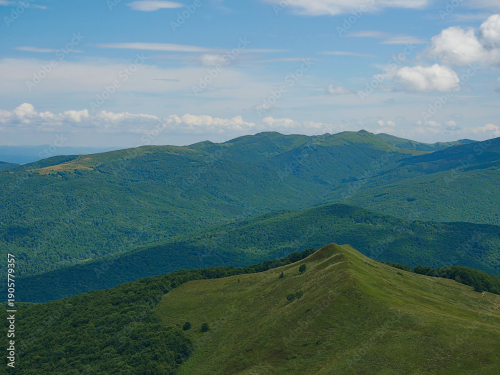 Obraz premium View of the meadows in the Bieszczady Mountains