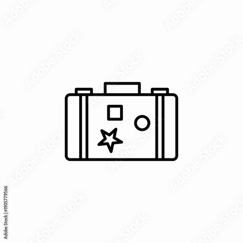 sticker decorated suitcase icon sign vector