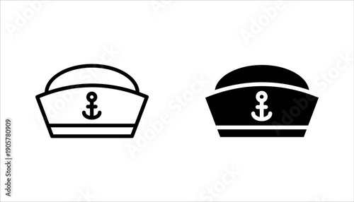 captain hat icon set. Linear vector from nautical concept. vector illutration on white background