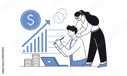 Business Coaching and Financial Growth Mentorship Illustration