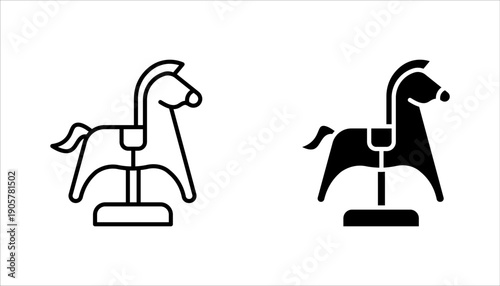 Horse toy icon set. Thin line flat vector related icon for web design. vector illustration on white background