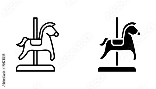 Horse toy icon set. Thin line flat vector related icon for web design. vector illustration on white background