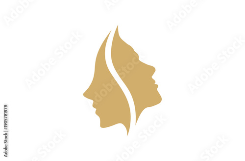 Minimal Silhouette Profiles of Man and Woman Facing Each Other