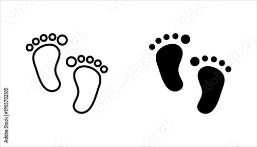 Baby footprint icon set. Baby feet sign with love. vector illutration on white background