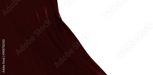 Canvas Print Elegant abstract of dark red fabric draped against white background, perfect for backgrounds and designs