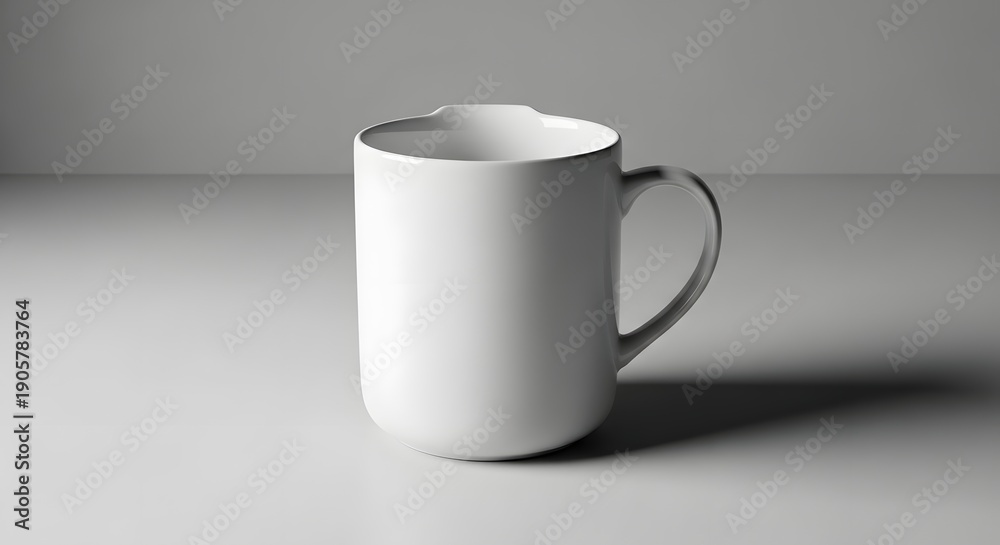 Fototapeta premium A white ceramic mug on a plain background