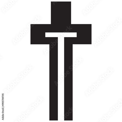 Simple black cross symbol on white background