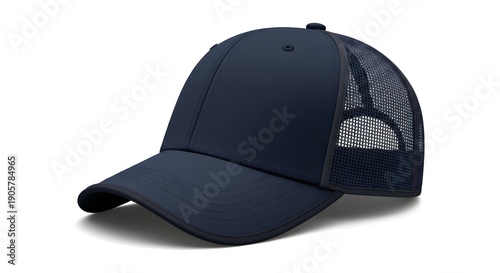 Navy blue baseball cap with mesh back