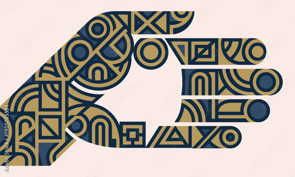 Fototapeta premium Geometric pattern hand vector illustration with ethnic tribal line art design