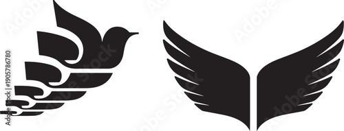 Bird Wing Icons Set – Freedom Flight Silhouette Vectors