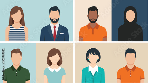 Diverse Avatar Collection of Professional Men and Women in Business Attire for Corporate Identity Recruitment Human Resources and User Profile