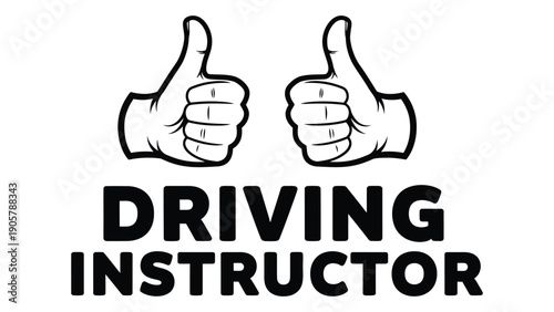 Two thumbs up symbolizing approval for a driving instructor's teaching methods. Vector