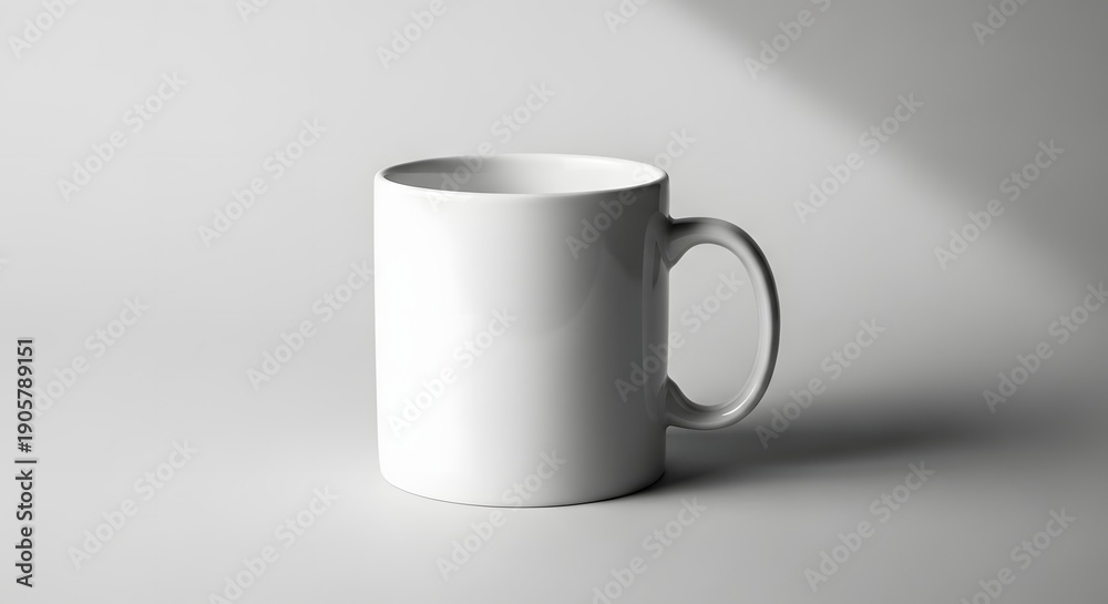Fototapeta premium A white ceramic mug on a plain background
