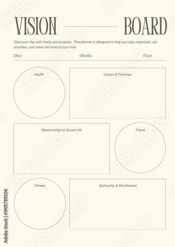 Minimalist Vision Board Template for Goal Setting and Inspiration