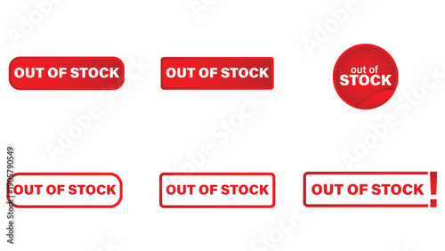 Out of Stock Vector Labels and Badges Set for E-commerce and Retail
