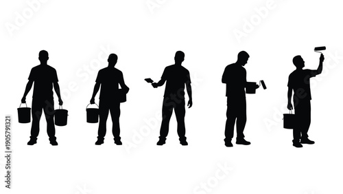 Silhouettes of people engaged in various activities and professions Vector