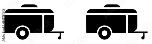 car trailer cargo vector icons set