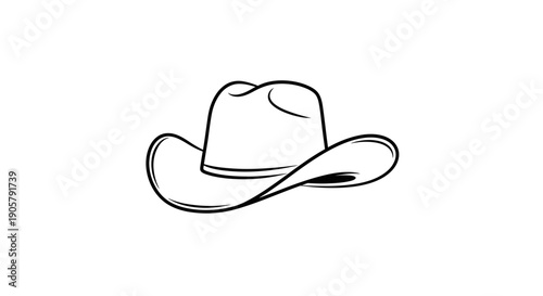 Premium Western Cowboy Hat Logo in Clean Line Art Vector