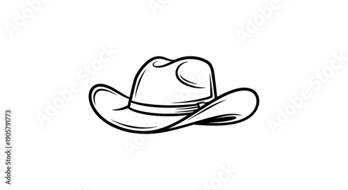 Vector Clean Cowboy Hat Line Art Logo on White Background