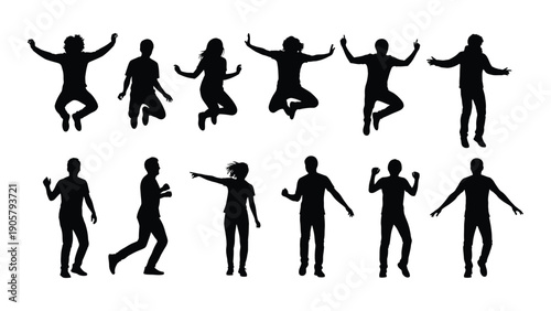 Diverse group of people dancing in various styles and poses Vector